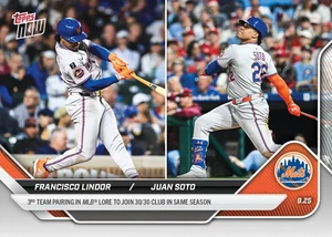 2025 TOPPS NOW #772 FRANCISCO LINDOR & JUAN SOTO - 30/30 CLUB SAME SEASON - Picture 1 of 2