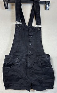 Vanilla Star Overalls Girls Size Medium Black Denim 5 Pocket Cuffed Bottom - Picture 1 of 10