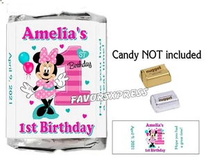 60 MINNIE MOUSE FUN TO BE ONE 1ST BIRTHDAY PARTY FAVORS CANDY WRAPPERS - Picture 1 of 1