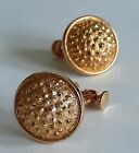 Vintage Napier Gold Tone Brutalist, Textured Round Clip On Earrings
