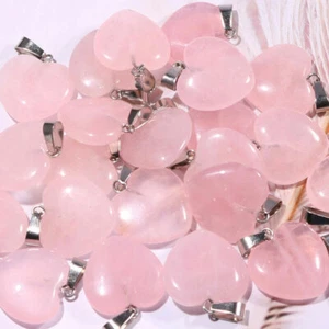 Polished 10PC Rose Quartz Palm Stones Heart Natural Energy Crystal Pendant Decor - Picture 1 of 7