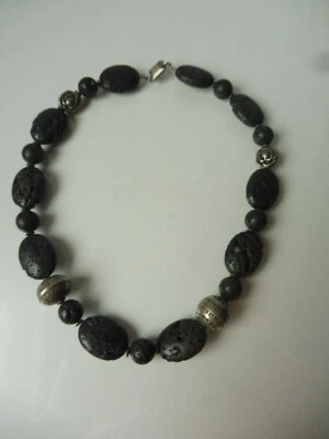 Bella, Spessa Collana, Corallo Schiumoso Nero Con Argento 925! - Immagine 1 di 4