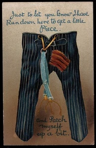 Run Down Here To Get A Little Piece & Patch Myself Up A Bit Humour B.B. Postcard - Picture 1 of 2