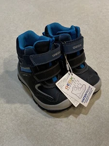 GEOX Respira Waterproof Boot Dual Straps Black Blue Size 22 US 6.5 NWT - Picture 1 of 13
