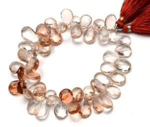 Natural Gem Brazilian Imperial Topaz Faceted 11x8 to 13x9MM Size Pear Beads 8" - Picture 1 of 4