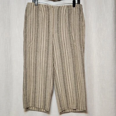 Christopher and Banks Lino Casual Capri Marrón con Rayas Azules Mujer 10 Foto 1 de 4