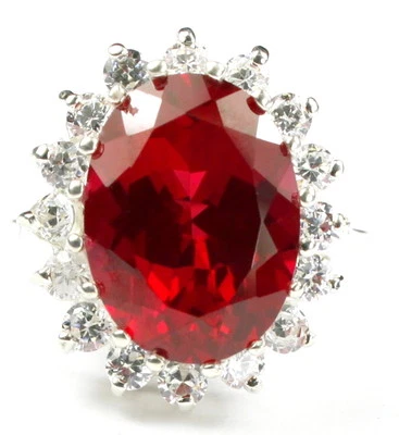 Created Ruby, 925 Sterling Silver Ladies Royal Engagement Ring, SR310-Handmade - Image 1 of 4