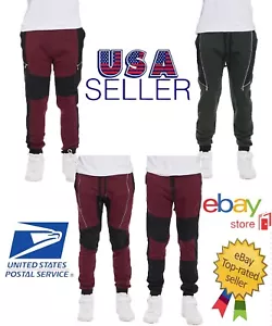 Mens Cotton Moto Style Color Block Sweat Pants Joggers Lounge Wear - Picture 1 of 14