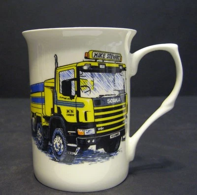 R A LAWRENCE 1 Mug SCANIA YELLOW/ BLUE TIPPER TRUCK WAGON fine bone china mug cup beaker