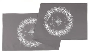 Tischläufer, Grau, Landhaus, Baumwolle,"Jardin",145x45cm, - Bild 1 von 3