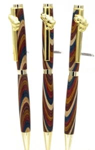 Clip a sfera trofeo pesca basso penna a sfera con barili di legno multicolore stratificati - Foto 1 di 9
