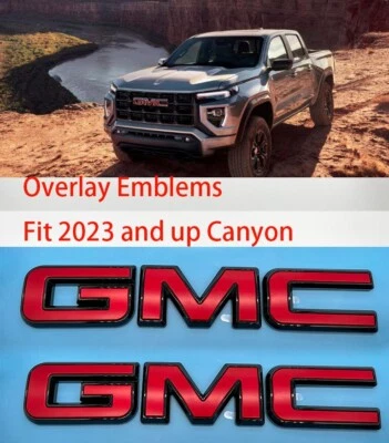 Front & Rear GMC Red Black OVERLAY Emblem Badge Fit 2023 2024 GMC Canyon - Изображение 1 из 4