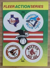 1990 Fleer Action Series Stickers & Quiz - Rangers Blue Jays Orioles Red Sox