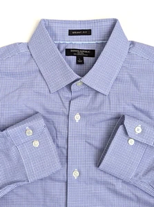 Banana Republic Grant Fit Shirt, Size Large, Purple Check, Stretch, Small Flaw - Picture 1 of 5
