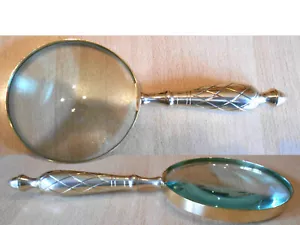 Lupa De Vidrio, Con Marco Y Mango De Latón, 22cm De Largo Dm10cm /15 - Imagen 1 de 1
