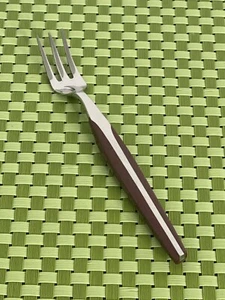 Eldan ELD2 BROWN Stainless Cocktail Fork Japan MCM Glossy Flatware - 6 1/8” - Picture 1 of 8