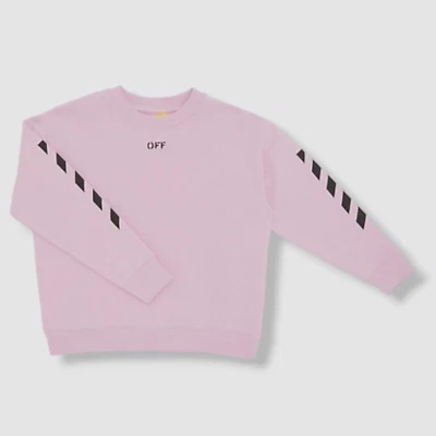 $290 Off White Kids Girls Pink Stamp Crewneck Sweatshirt Sweater Size 8 - Image 1 of 3