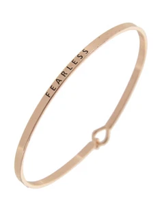 NEU "Fearless" Roségold inspirierend Zitat Botschaft minimalistisch Armreif Armband  - Bild 1 von 1