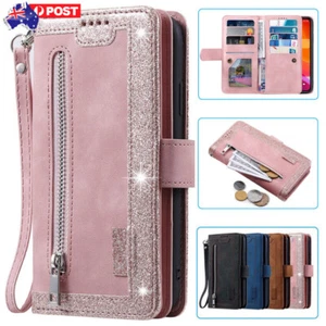 For iPhone 16e 16 15 14 Plus 13 12 11 Pro Max XS Case Leather Wallet Flip Cover - Picture 1 of 63