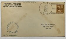 RARE 1942 US NAVY USS FLYING FISH COVER PASSED BY NAVAL CENSORSHIP TO YORK PA