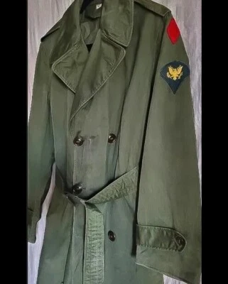 Винтажный 50-е Корейская война O.G. 107 Тренчкот/пальто красный дьяволов 5-й дивизион S - Изображение 1 из 4