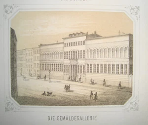 Frankfurt Main Gemäldegallerie Museum  Städel  getönte Lithographie v. Haas 1840 - Picture 1 of 1