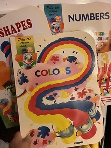 VTG PILU THE CLOWN SHAPES NUMBERS COLORS JUMBO SIZE  17x12” Hard Pages 3 Books - Picture 1 of 12