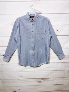 Ariat Work Mens Shirt Size L Blue & White Striped Button Up Long Sleeve - Picture 1 of 13