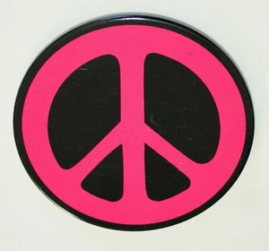 Vintage Pink Litho Metal Peace Sign Pin Original 1960s New NOS Japan - Picture 1 of 4