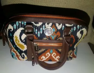 Borsa/borsa Spartina 449 Multicolore Geo Satchel Tote Ottime Condizioni - Foto 1 di 7