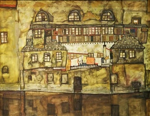 House Wall on the River By Egon Schiele Giclee Fine Art Reproduction on Canvas - Picture 1 of 1