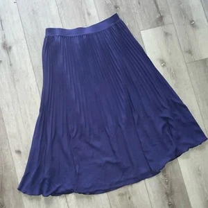 J. Falda midi plisada Crew Factory nueva con etiquetas cintura elástica azul real 8 - Imagen 1 de 5