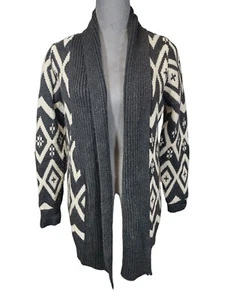 Old Navy Shawl Collar Cardigan Sweater Gray Cream Womens Medium Cozy Cabincore - Picture 1 of 6