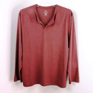 Camisa Henley George Para Hombre XL (46-48) Pullover Poliéster Tejido Jaspeado Granate - Imagen 1 de 7
