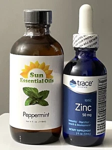 Best Peppermint Essential Oil 100% Pure 4oz & Trace Zinc 50 mg Exp 23 Sealed - Picture 1 of 6