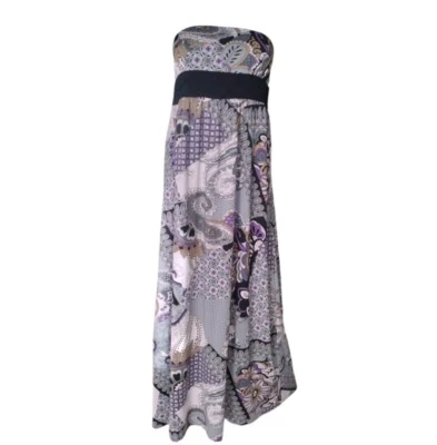 Ropa de poesía Vestido de sol Mujer L Púrpura Gris Verano Paisley Floral Maxi Boho Foto 1 de 4