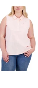 TOMMY HILFIGER Women's NWT Plus Size Pink Sleeveless Polo Shirt - Size 2XL - Picture 1 of 3