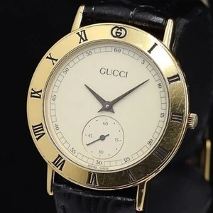 [Exc+5] GUCCI 3000.2.M Gold Black Dial Quartz Vintage Men's Watch Used Working - Bild 1 von 4