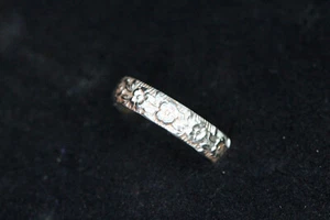 Sterling Silver Ring .925 Floral 5mm band Size 8 Wedding Promise Unisex Handmade - Picture 1 of 8