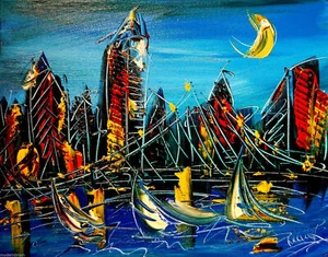 MANHATTAN Gemälde Abstrakt Modern Kunst Modern WANDDEKO WOHNZIMMER - Bild 1 von 1