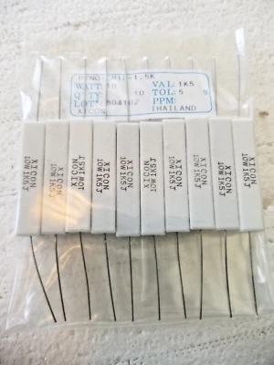 LOTE 5 PIEZAS XICON 1.5K Ohm 1500 Ω 10W 10WATT 5% CABLE ENROLLADO resistencia Foto 1 de 3
