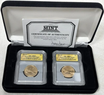 2011 P & D SACAGAWEA DOLLARS ICG MS67 IN BEAUTIFUL BOX FDOI #189 of 1596 Native - Image 1 of 4