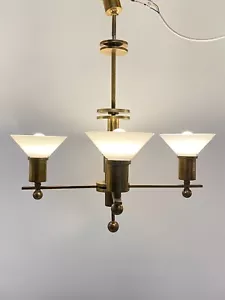 * MESSING KRONLEUCHTER MESSING KUGEL DESIGN BAUHAUS ART DECO ANTIK MID CENTURY - Bild 1 von 15