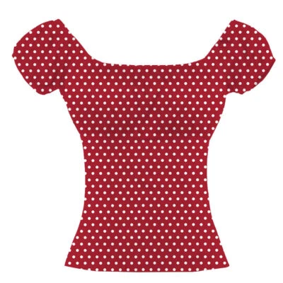 Camicia donna cotone estiva top blusa sexy pinup camicia contadina top a pois - Immagine 1 di 3