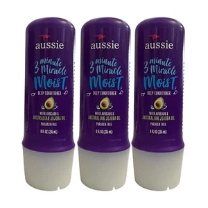 Paquete de 3 tratamientos acondicionadores profundos Aussie Miracle Moist de 3 minutos 8 oz aguacate - Imagen 1 de 8
