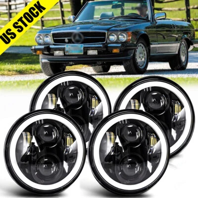 4PCS 5.75" Halo LED Headlights Hi-Lo Beam For Mercedes-Benz 380SL 450SL 560SL - Image 1 of 4