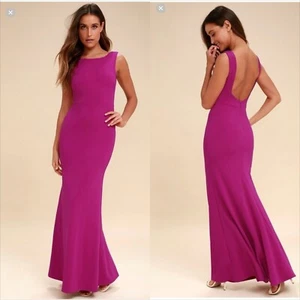 Lulus Magenta Gown Sleeveless Maxi Dress Open Back Formal Party Size Unknown M - Picture 1 of 5