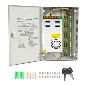 18 Port Channel 12V 2A CCTV Power Supply Box AC DC Distributed Cabinet 1.5/1/0.5 - Picture 1 of 5