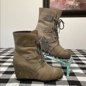 Sorel Joan of Arctic Keilabsatz Leder Stiefel Schnürstiefel Damengröße 6 wasserdicht mittelhoch - Bild 1 von 12