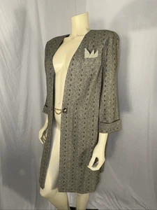 Vintage 90s Women’s Longline Blazer Jacket Perceptions by Irene B Size 16 Mad - Picture 1 of 16